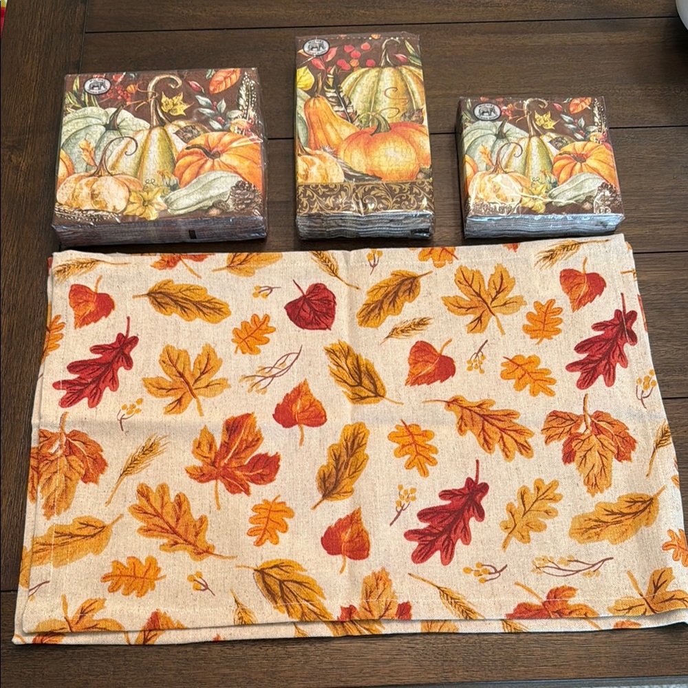 Michele Harvest Pumpkin Napkin Set - Brown and Orange